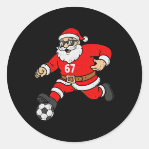 67 Fußball Santa Six Seven Meme Weihnachten Sport Runder Aufkleber