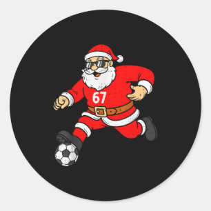 67 Fußball Santa Six Seven Meme Weihnachten Sport  Runder Aufkleber