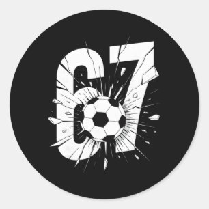 67 Fußball Sechs Sieben 6 7 Meme 67 _2 Runder Aufkleber