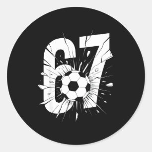 67 Fußball Sechs Sieben 6 7 Meme 67  Runder Aufkleber