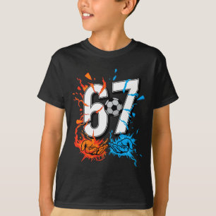 67 Fußball Sechs Sieben Fußball 6 7 Kinder Jungen T-Shirt