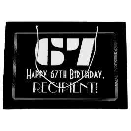 67. Geburtstag ~ Art Deco Inspiriert Look "67" + N Große Geschenktüte