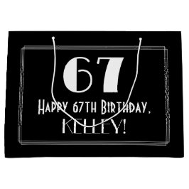 67. Geburtstag: Art Deco Inspiriert Stil "67", Nam Große Geschenktüte