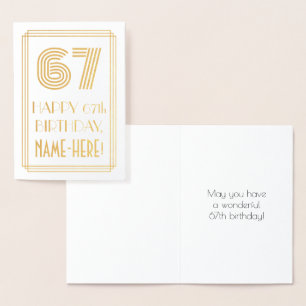 67. Geburtstag - Art Deco inspiriertes Aussehen "6 Folienkarte