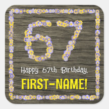 67. Geburtstag: Blumennummer, Imitate Holzbild, Na
