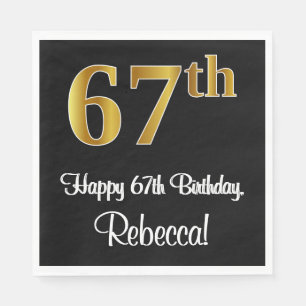 67. Geburtstag ~ Elegante Luxuriöse Imitate Gold L Serviette