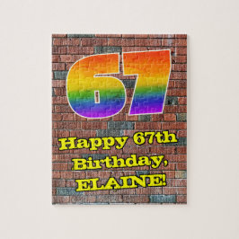 67. Geburtstag: Fun Graffiti-Inspiriert Regenbogen Puzzle