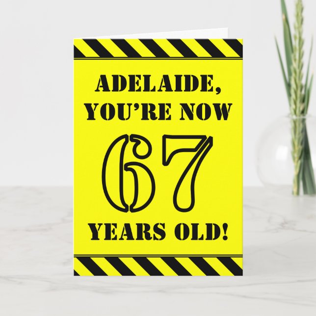 67. Geburtstag: Fun Stencil Style Text, Individuel Karte (Vorderseite)