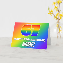 67. Geburtstag: mehrfarbiges Regenbogenmuster # 67 Karte