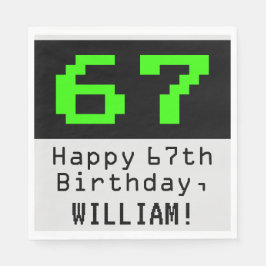 67. Geburtstag - Nerdy / Geeky Style "67" & Name Serviette