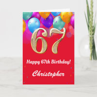 67. Geburtstag Rot und Gold farbige Ballons