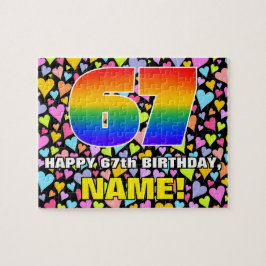 67. Geburtstag — Spaß, liebevolle Herzformen + "67 Puzzle