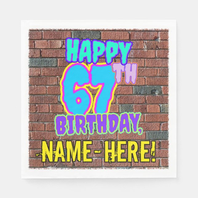 67. Geburtstag ~ Spaß, Urban Graffiti Inspiriert L Serviette (Vorderseite)