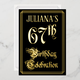 67. Geburtstagsfeier — Elegante Schrift & Benutzer Folieneinladung