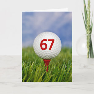 67. Geburtstagsgolfball auf Rotem T-Shirt Karte