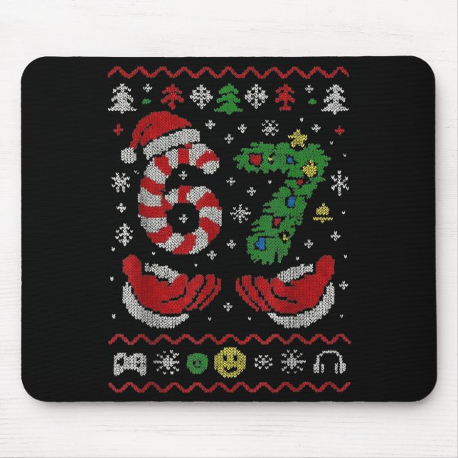 67 Gen Alpha Meme Ugly Christmas 6 7 Family Matchi Mousepad (Vorne)