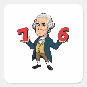 67 George Washington 7-6 Six Seven Meme 67 Quadratischer Aufkleber