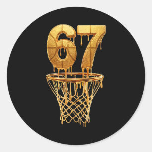 67 Gold Drip Basketball 6 7 Sechs Sieben Meme Gen Runder Aufkleber