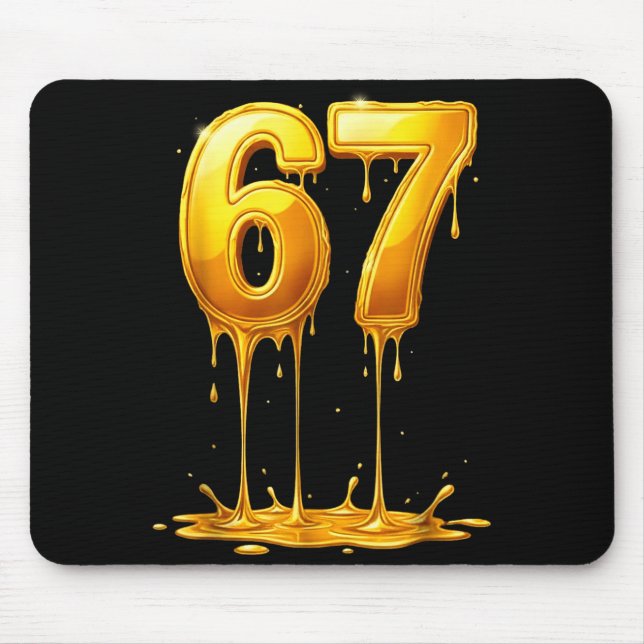 67 Gold Drip Funny Six Seven Meme Boys Kids 6 7 Dr Mousepad (Vorne)