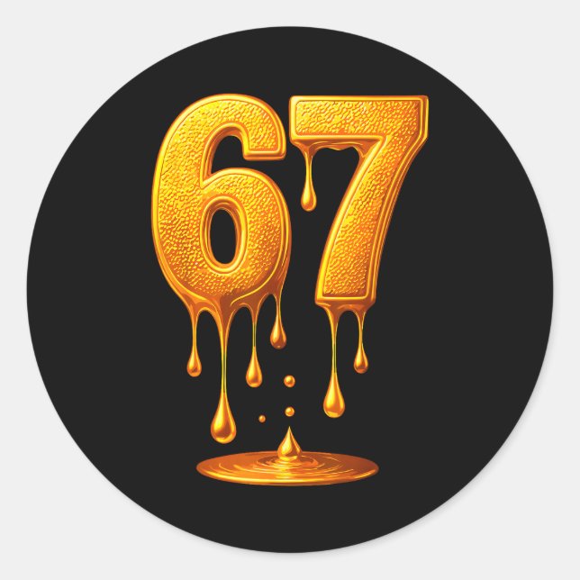 67 Gold Drip Six Seven Funny Meme  Runder Aufkleber (Vorderseite)