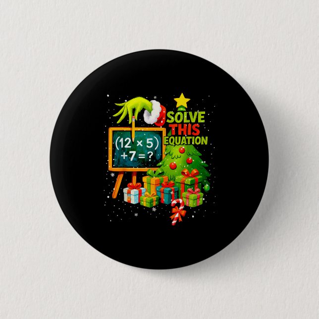 67 Green Teacher Christmas Six Seven Meme Brainrot Button (Vorderseite)