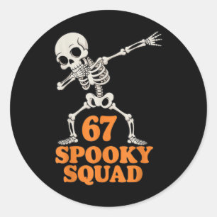 67 Grusel-Truppe Halloween-Skelett  Runder Aufkleber