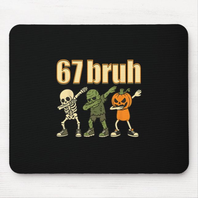 67 Halloween Bruh Lustiges Brainrot Meme Six Seven Mousepad (Vorne)