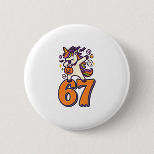 67 Halloween Einhorn Brainrot Meme Sechs Sieben Mä Button