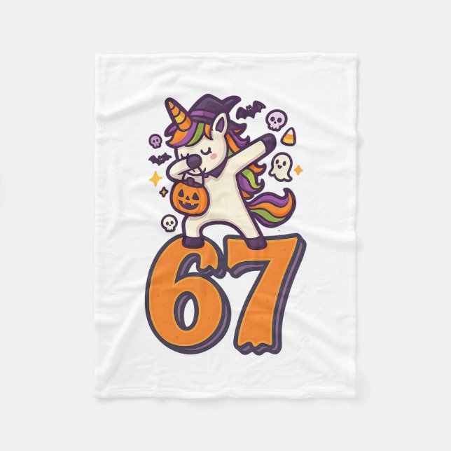 67 Halloween Einhorn Brainrot Meme Sechs Sieben Mä Fleecedecke (Vorderseite)