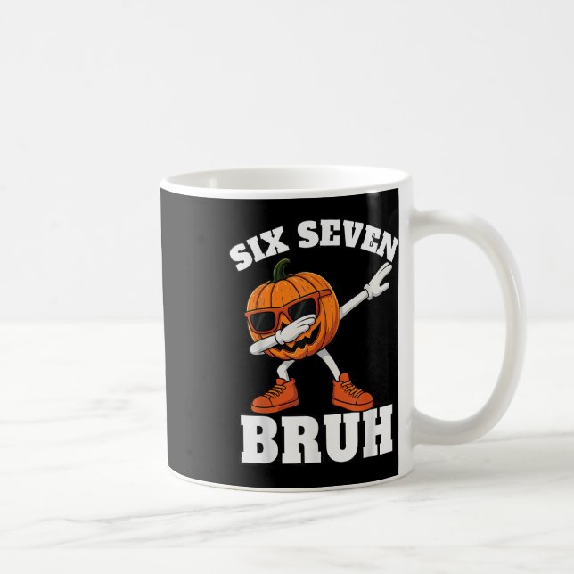 67 Halloween Funny Six Seven Bruh Meme Brainrot Pu Kaffeetasse (Rechts)