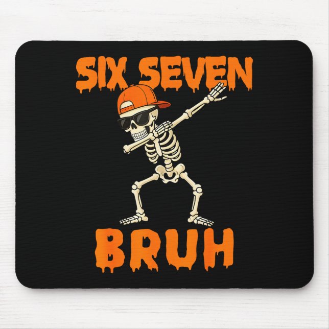 67 Halloween Funny Six Seven Meme Brainrot Pumpkin Mousepad (Vorne)