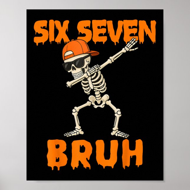 67 Halloween Funny Six Seven Meme Brainrot Pumpkin Poster (Vorne)