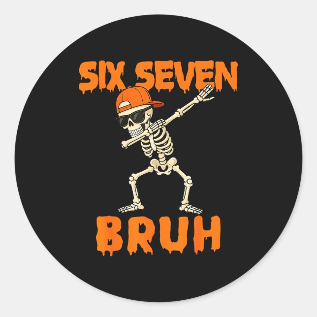 67 Halloween Funny Six Seven Meme Brainrot Pumpkin Runder Aufkleber (Vorderseite)