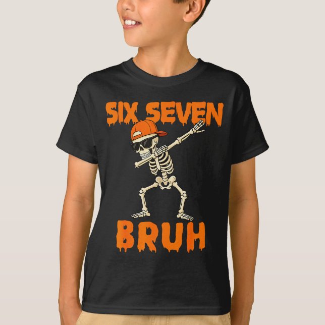 67 Halloween Funny Six Seven Meme Brainrot Pumpkin T-Shirt (Vorderseite)