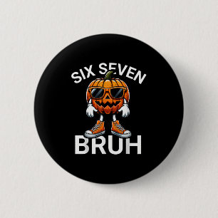 67 Halloween Funny Six Sieben Meme Brainrot Pumpki Button