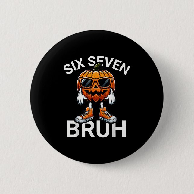67 Halloween Funny Six Sieben Meme Brainrot Pumpki Button (Vorderseite)