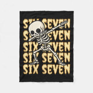 67 Halloween Funny Six Sieben Meme Brainrot Skelet Fleecedecke