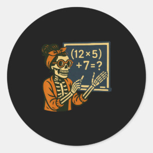 67 Halloween-Lehrer Skeleton Sechs Sieben Meme-Geh Runder Aufkleber
