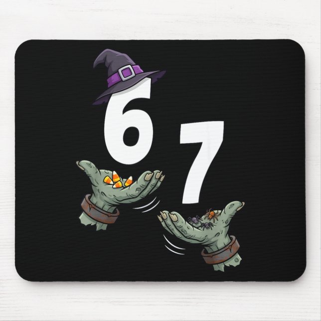 67 Halloween Mädchen Hexe sechs sieben 6 7 Meme St Mousepad (Vorne)