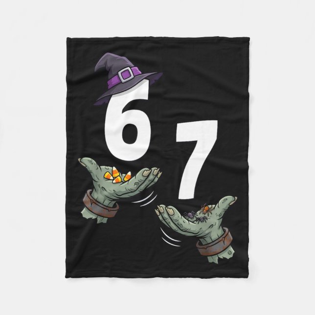 67 Halloween Mädchen Hexe sechs sieben 6 7 Meme Tr Fleecedecke (Vorderseite)