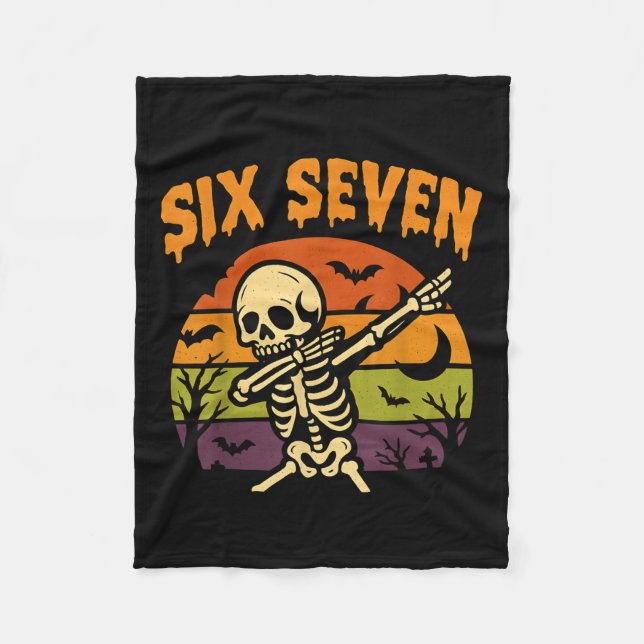 67 Halloween Meme 6 7 Skeleton Six Seven Numbers F Fleecedecke (Vorderseite)