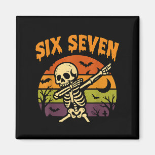 67 Halloween Meme 6 7 Skelett Sechs Sieben Zahlen  Magnet