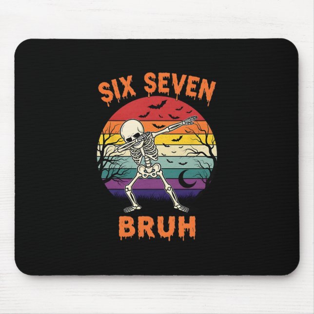 67 Halloween Meme Six Seve Skeleton Numbers Funny  Mousepad (Vorne)