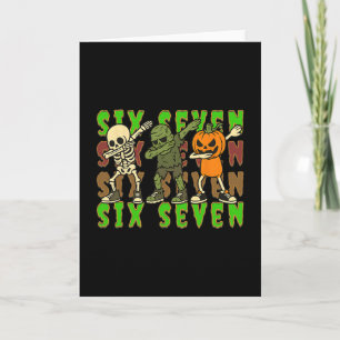 67 Halloween Meme Six Seven Dabbing Skelett Zombie Karte