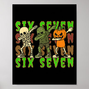 67 Halloween Meme Six Seven Dabbing Skelett Zombie Poster