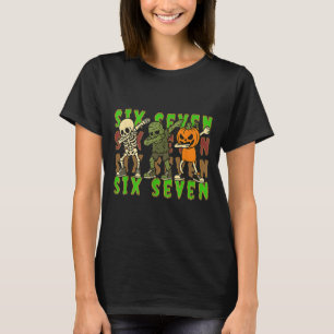 67 Halloween-Meme Six Seven Dabbing-Skelett Zombie T-Shirt