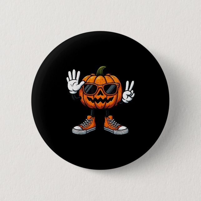 67 Halloween Pumpkin Funny Brainrot Meme Kids Six Button (Vorderseite)