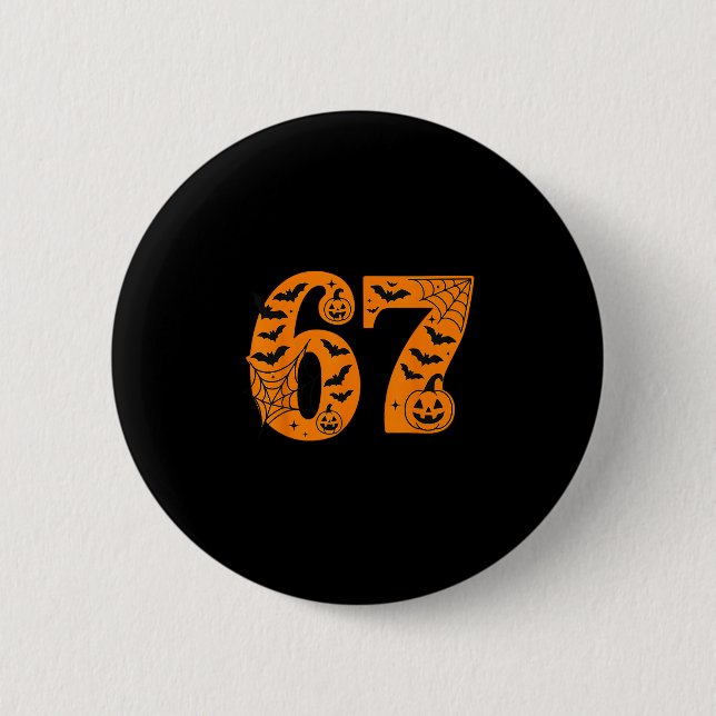 67 Halloween Six Seven Brainrot Meme Jungen Kinder Button (Vorderseite)