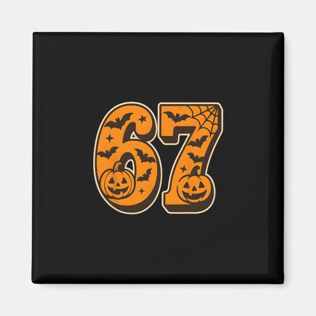 67 Halloween Six Seven Brainrot Meme Jungen Kinder Magnet (Vorne)