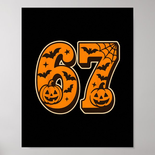 67 Halloween Six Seven Brainrot Meme Jungen Kinder Poster (Vorne)